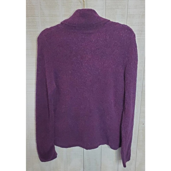 Vtg Laura Ashley Sz Large Pullover Wool Fuzzy Soft Purple Cowl Neck Sweater - Picture 2 of 7
